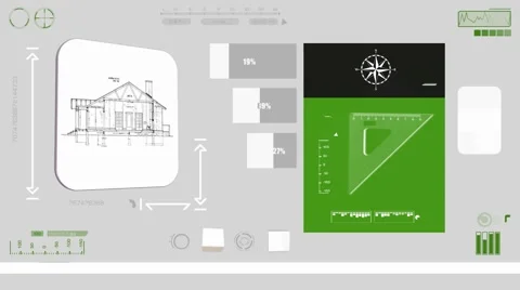 Blueprint House - Construction plan - green 01 Stock Footage 61799574