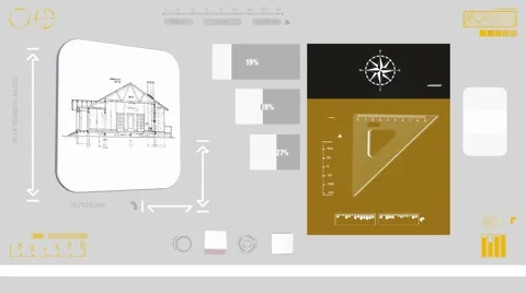 Blueprint House - Construction plan - yellow 01 Stock Footage 61799479