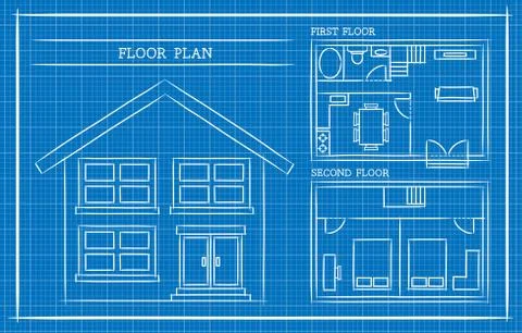 Blueprint, House Plan, Architecture Stock-Illustration