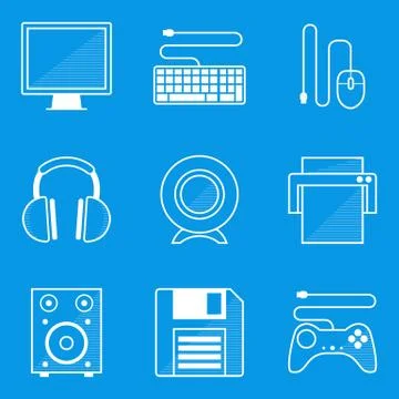 Blueprint icon set. Computer Stock Illustration