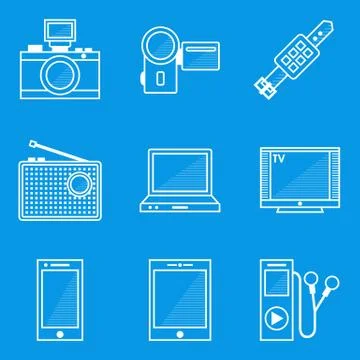 Blueprint icon set. Device Stock Illustration