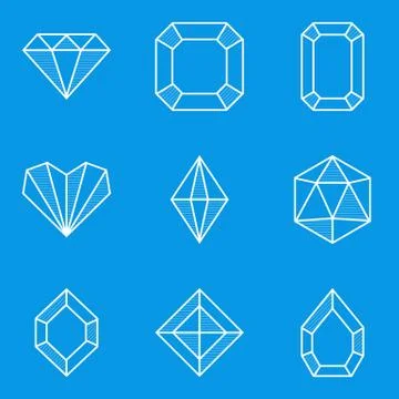 Blueprint icon set. Diamond Stock Illustration