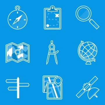 Blueprint icon set. Navigation Stock Illustration