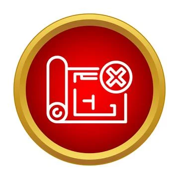 Blueprint icon showing rejected construction plan design Illustrazione stock