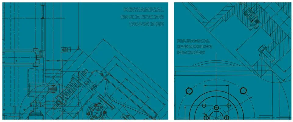Blueprint illustration set. Engine line drawing Ilustración de archivo