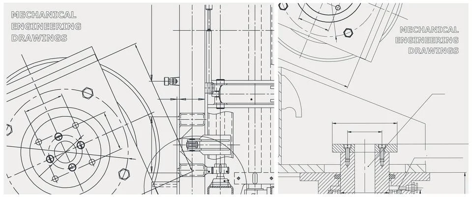 Blueprint illustration set. Engine line drawing Ilustración de archivo