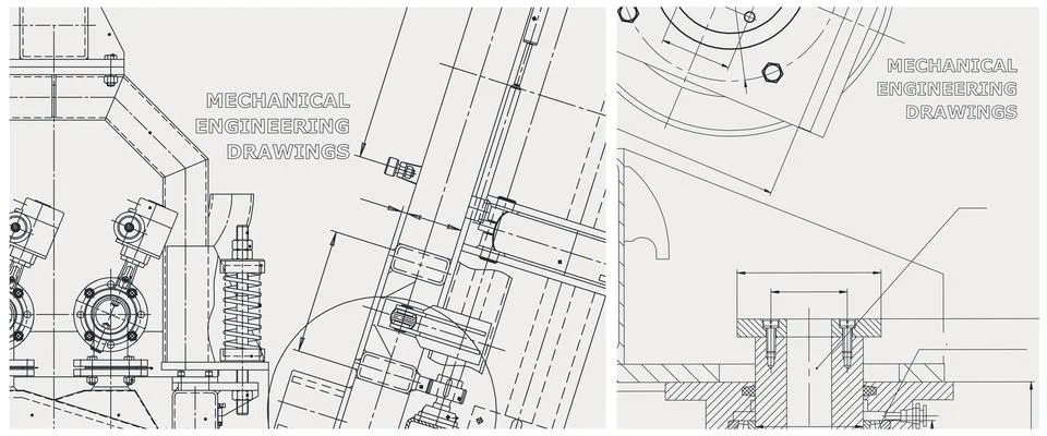 Blueprint illustration set. Engine line drawing Ilustración de archivo