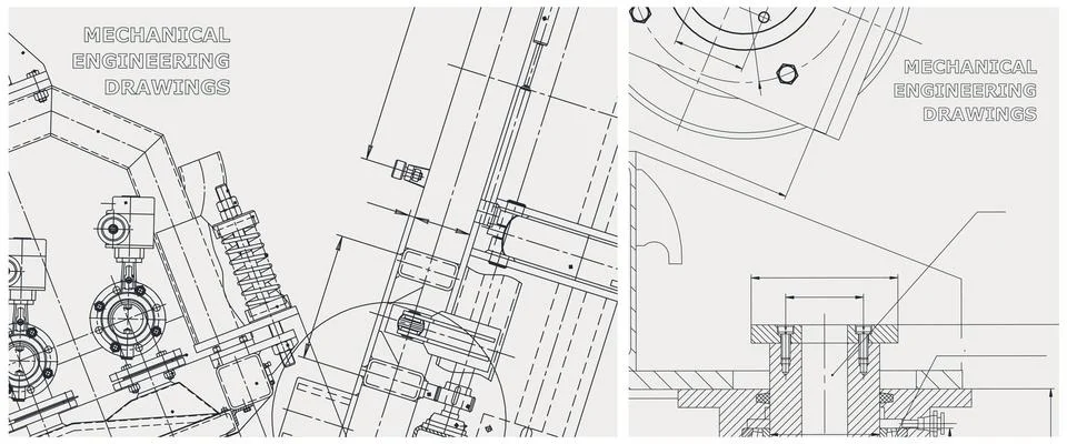 Blueprint illustration set. Engine line drawing Ilustración de archivo