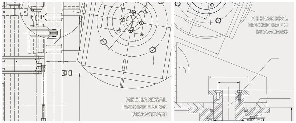 Blueprint illustration set. Engine line drawing Ilustración de archivo