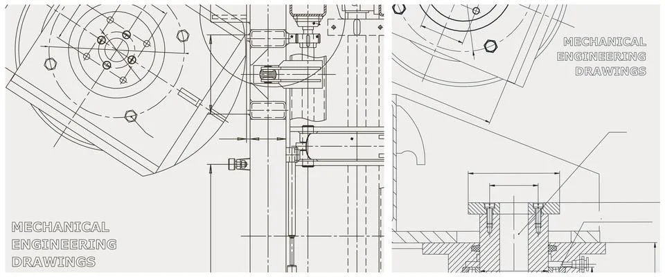Blueprint illustration set. Engine line drawing Ilustración de archivo