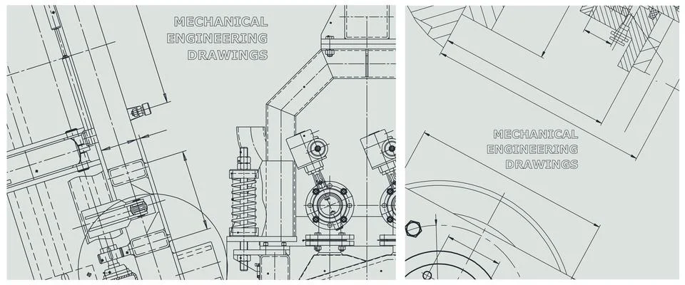 Blueprint illustration set. Engine line drawing Ilustración de archivo