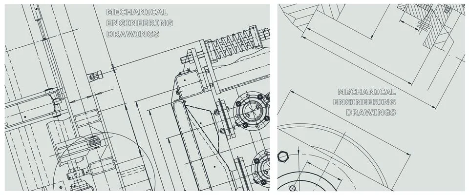 Blueprint illustration set. Engine line drawing Ilustración de archivo