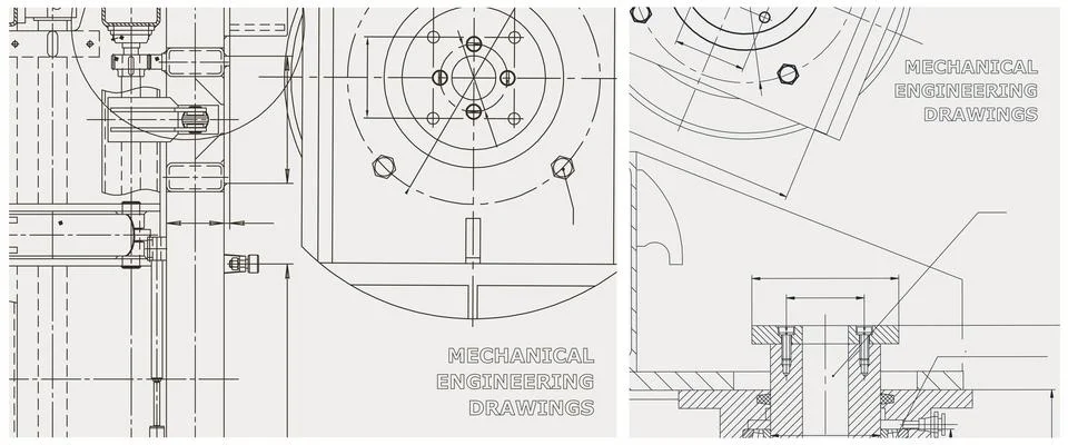 Blueprint illustration set. Engine line drawing Ilustración de archivo