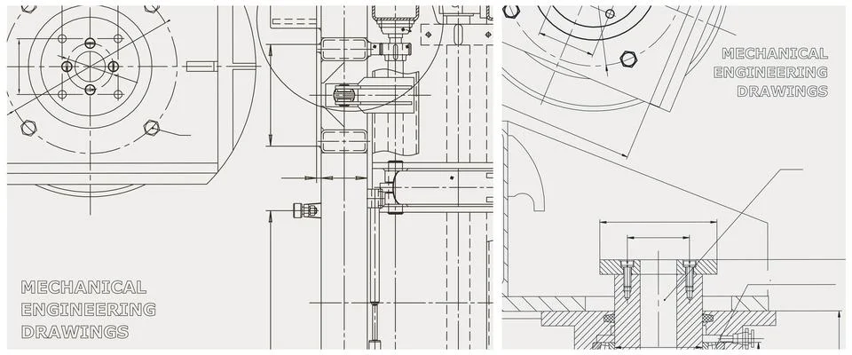 Blueprint illustration set. Engine line drawing Ilustración de archivo