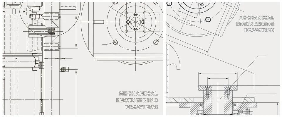 Blueprint illustration set. Engine line drawing Illustrazione stock