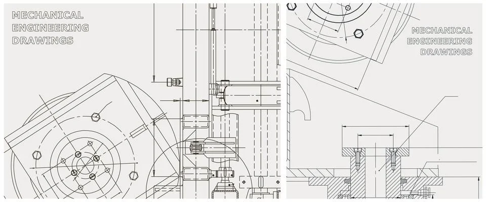Blueprint illustration set. Engine line drawing Ilustración de archivo