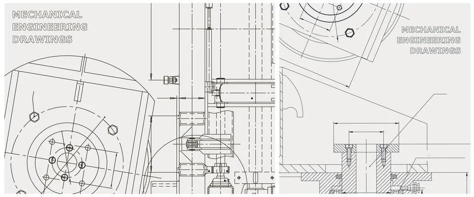 Blueprint illustration set. Engine line drawing Ilustración de archivo