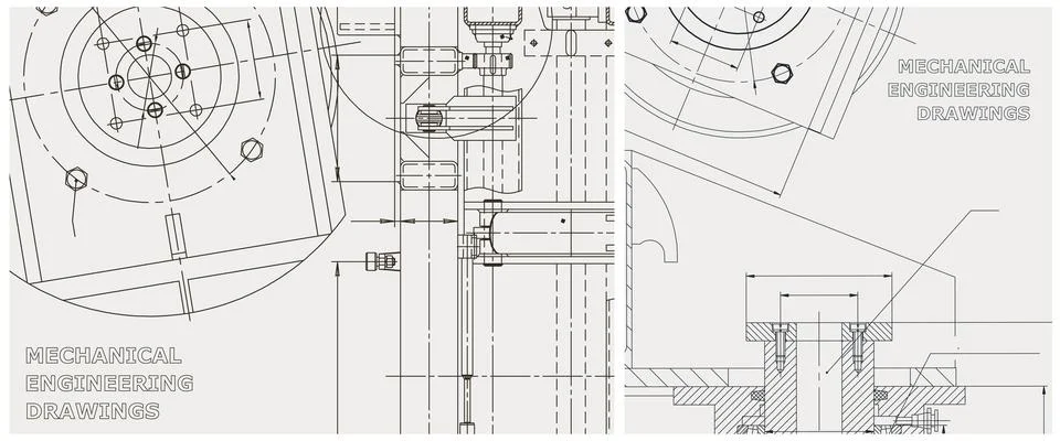 Blueprint illustration set. Engine line drawing Ilustración de archivo