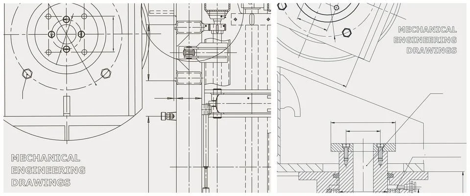 Blueprint illustration set. Engine line drawing Ilustración de archivo