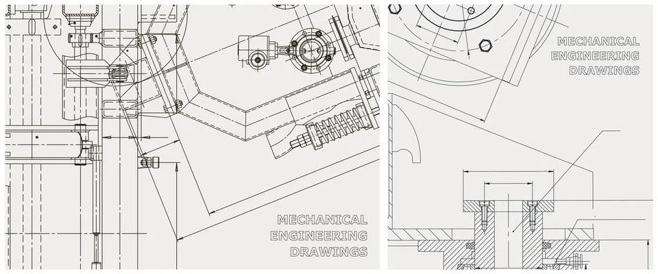 Blueprint illustration set. Engine line drawing Ilustración de archivo