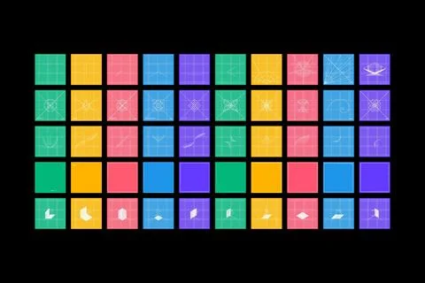 Blueprint inspired square grid collection Stock Illustration