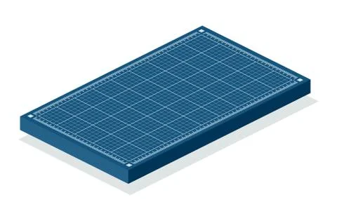 Blueprint isometric background. Illustrazione stock