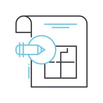 Blueprint line icon, outline symbol, vector illustration, concept sign Stock Illustration
