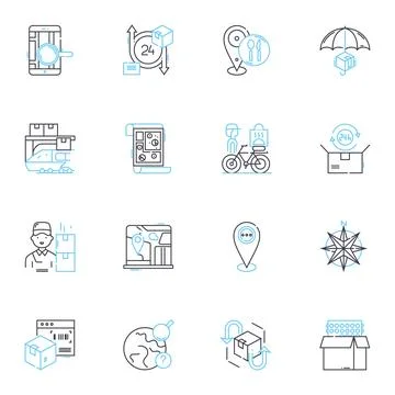 Blueprint linear icons set. Architectural, Plan, Design, Diagram, Framework Ilustración de archivo
