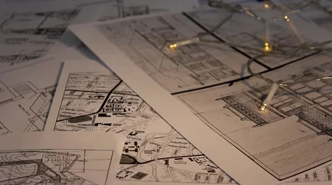 blueprint - map - lights | Stock Video | Pond5