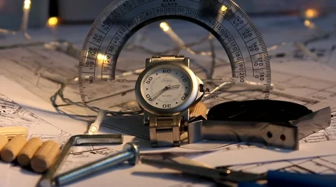 Blueprint - map - watch - focus 000 Stock Footage 61690191