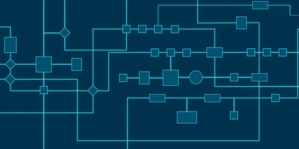  Blueprint, organization chart, decision tree, flow chart. Blueprint, orga... 库存照片