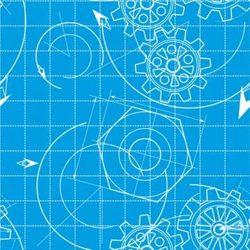 Blueprint Pattern with Gears Illustrazione stock