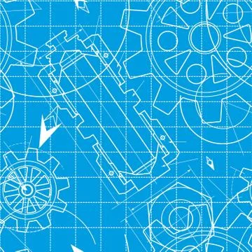 Blueprint Pattern with Gears Illustrazione stock