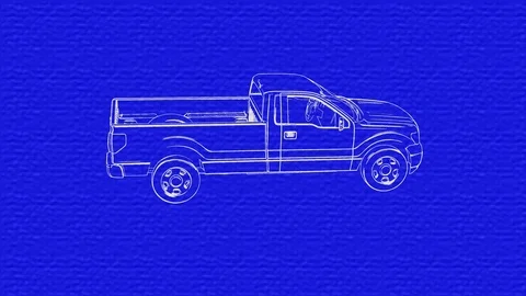 Blueprint of pickup rotating. 3d animation , rendering. Seamless loop 스톡 동영상 122711035