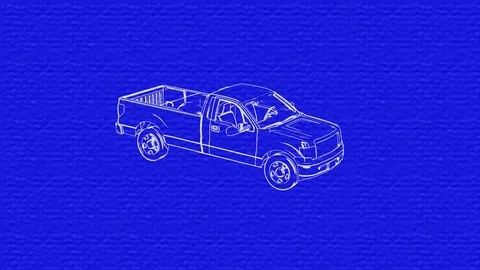 Blueprint of pickup van parts assembling. 3d animation , rendering. Видео 122711166