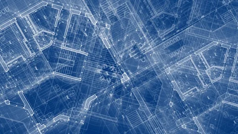 Blueprint plan - illustration of a plan modern residential building Stock Footage 96093960