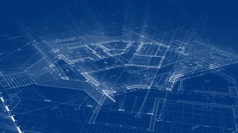 Blueprint plan - illustration of a plan modern residential building Stock Footage 96276489