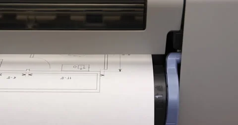 Blueprint Prints Out of Printer Front View Move Left Stock Footage 62769585