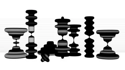 Blueprint project draft, candles in the shape of hourglass, abstract shapes,  Stock Illustration