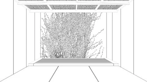 Blueprint project draft, empty room, exterior garden interior design, open sp Stock Illustration