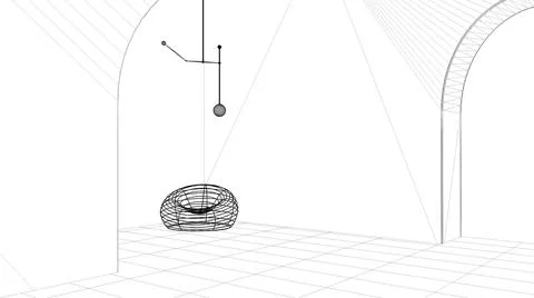 Blueprint project draft, imaginary fictional architecture, interior design of Stock Illustration