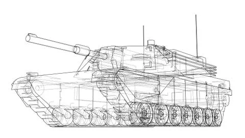 Blueprint of realistic tank Stock Illustration