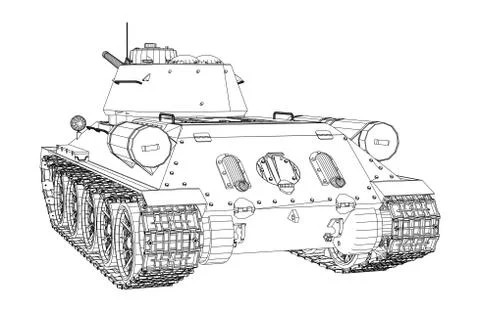 Blueprint of realistic tank Stock Illustration
