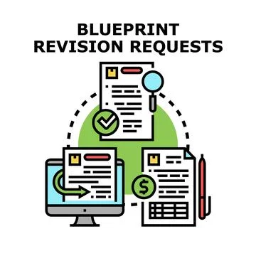 Blueprint revision request process concept vector illustration Stock Illustration