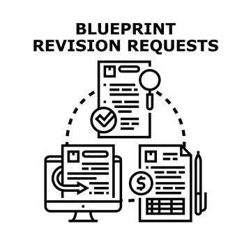 Blueprint revision request process concept vector illustration Stock Illustration