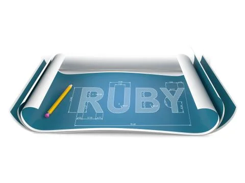 Blueprint with ruby text Stock Illustration
