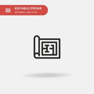 Blueprint Simple vector icon. Illustration symbol design template for web mob Ilustración de archivo