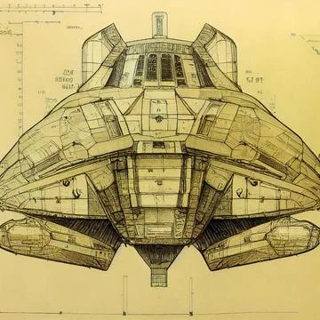 Blueprint of a spaceship Stock Illustration