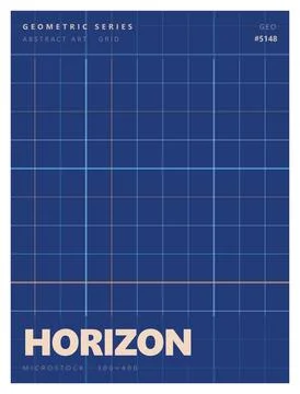 Blueprint style grid pattern poster with technical blueprint aesthetic art. 스톡 일러스트