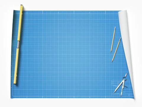 Blueprint on table Illustrazione stock